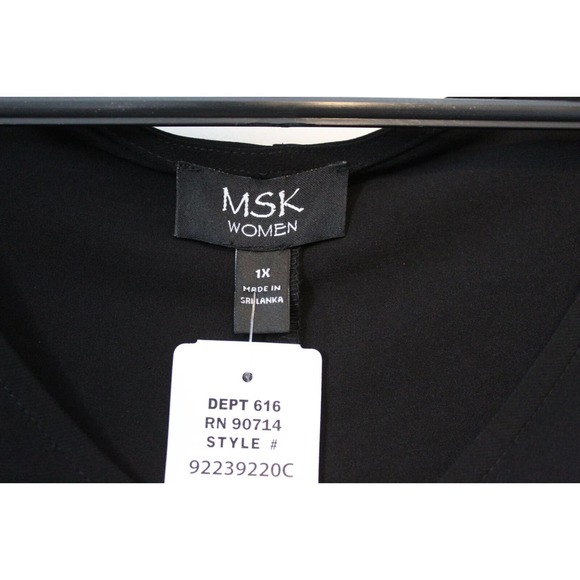 NWT MSK Bell Sleeve Shift Dress Black Gold Sleeve Women's Plus Size 1X H14730 - Picture 9 of 14